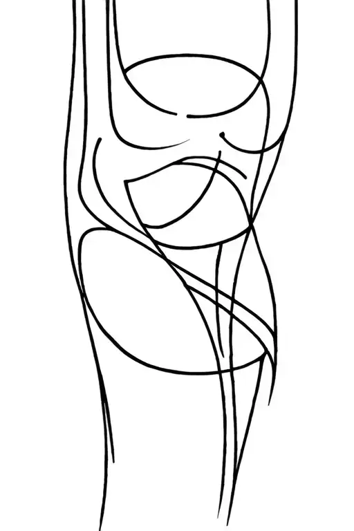 Abstract Lines Under Knee Black And White Drawing