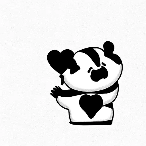 Cartoon Panda Holding A Purple Heart That Says Mom