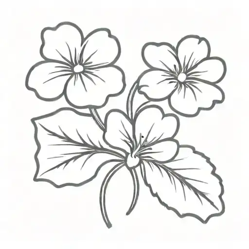 No Color Tattoo Of 2 Small Violets Wrapped In A Simple Bow Inside Of A Simple Postage Stamp