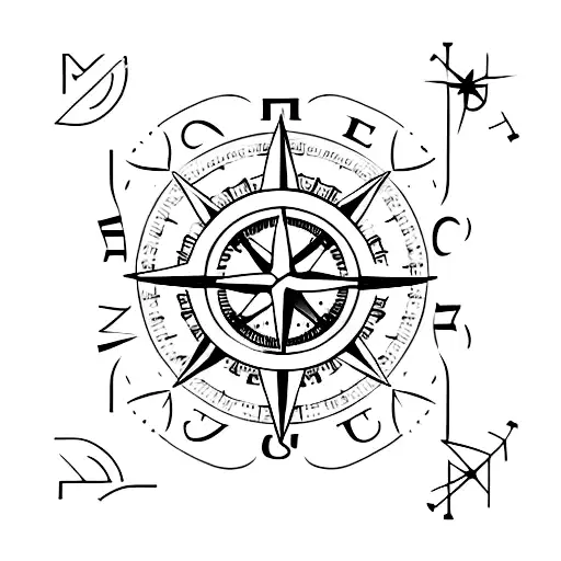 A Minimalist Tattoo Of A Compass With The Coordinates Of Ghent And Antwerp