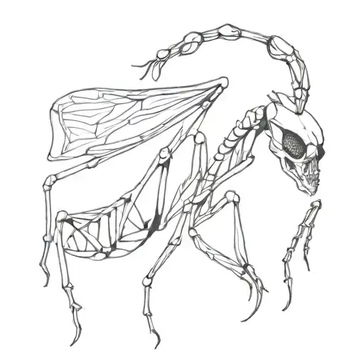 Praying Mantis And A Skull