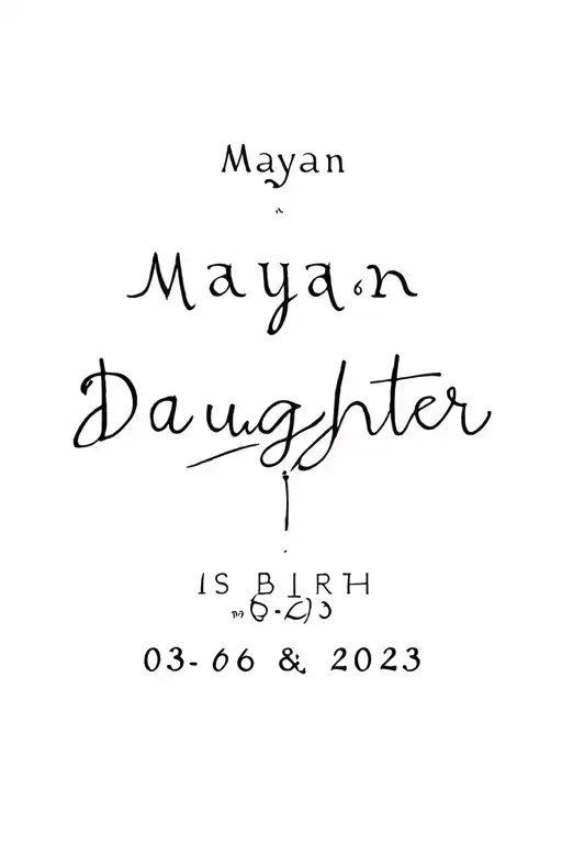 The Name Of The Mayan Daughter And The Date Of Birth 03 06 2023 With The Hand Of Mom And Daughter