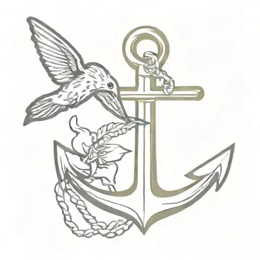 Us Navy Anchor With A Hummingbird