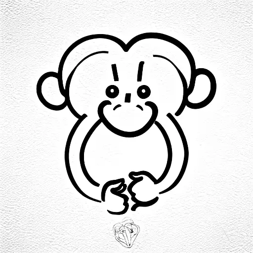 Linework Of Cute Monkey With A Cocktail Glass