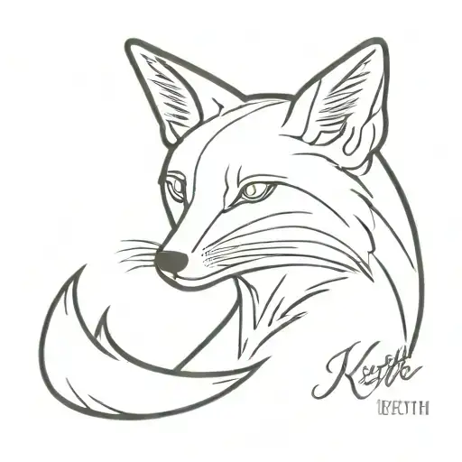 Fox Outline With Name Keith Written In Elegant Script