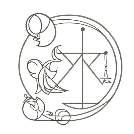 Single Line Silhouette Tattoo Featuring Iconic Symbols