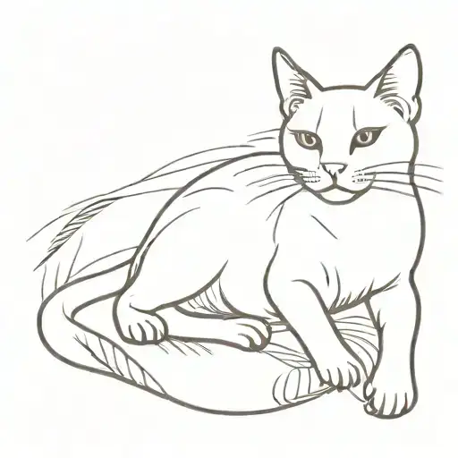 Domestic Shorthair Cat Laying Full Body