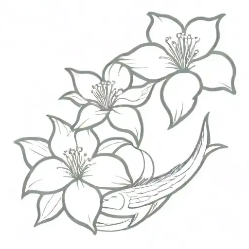 Hibuscus Flowers And Koi Fish