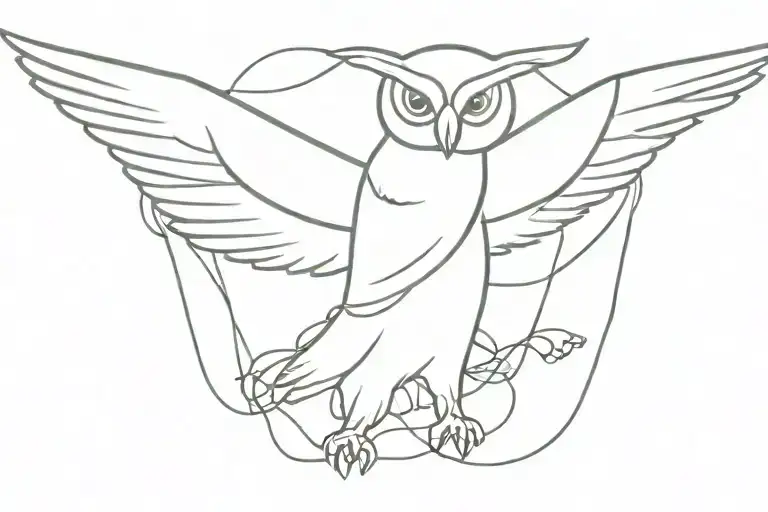 An Owl Flying Holding A Bunch Of Cables Intertwined