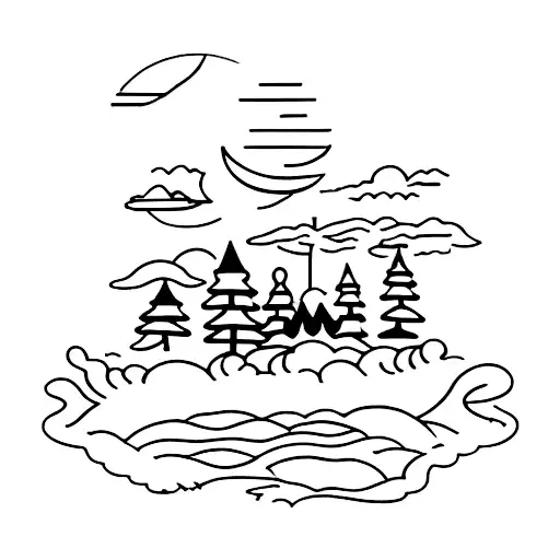 A Serene Moonlit Forest Reflecting In A Calm Lake