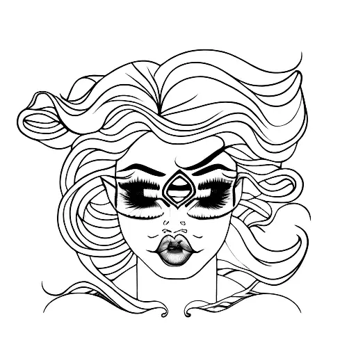 Big Lips Female With Long Hair