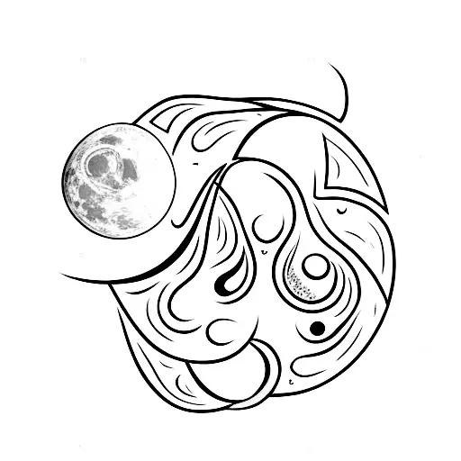 A Crescent Moon With A Telescope Silhouette Or With A Teardrop Falling From It