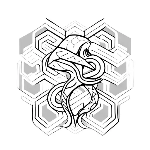 A Minimalist Tattoo Of A Snake Shedding Its Skin To Reveal A Soccer Field