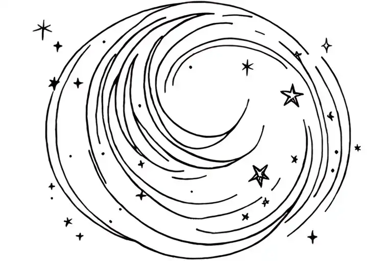 Moon Waves Galaxy Filled With Stars