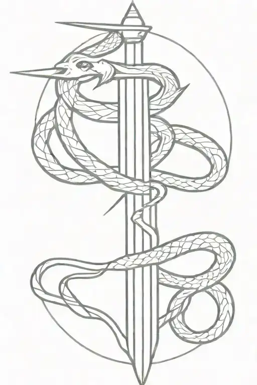 One Sword And One Snake Wrapped