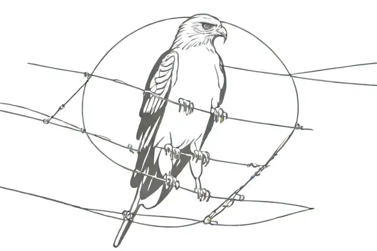 Hawk On A Power Line