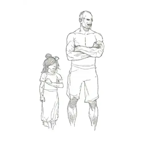 A Man And A Little Girl In The Ocean