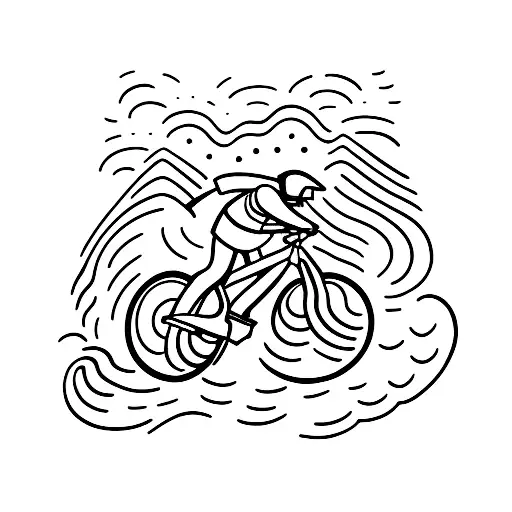 A Mountain Biker Riding Through A Wave