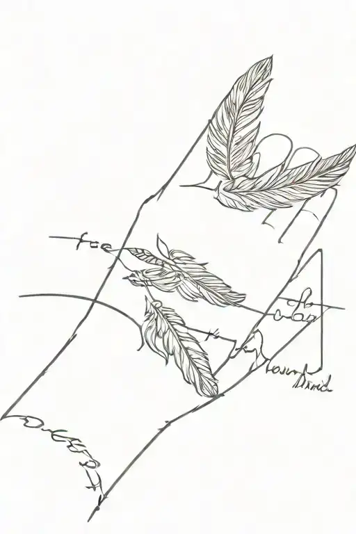 Free Your Mind Written On The Wrist Vertically With A Feather Next To It And 3 Birds Around It