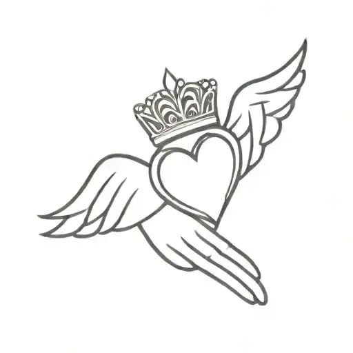 Claddagh Surrounded By Angel Wings
