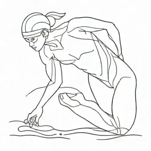 Line Art Swimmer Streamlineing