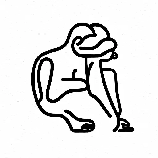 Three Wise Monkeys On A Horizontal Line