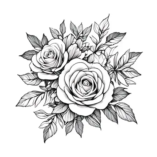 Creates A Delicate Floral Composition With Several Flowers Such As Roses