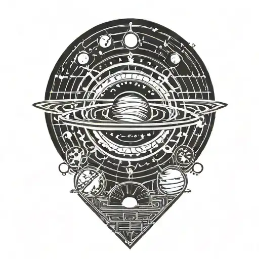 Solar System With Geometric Symbols