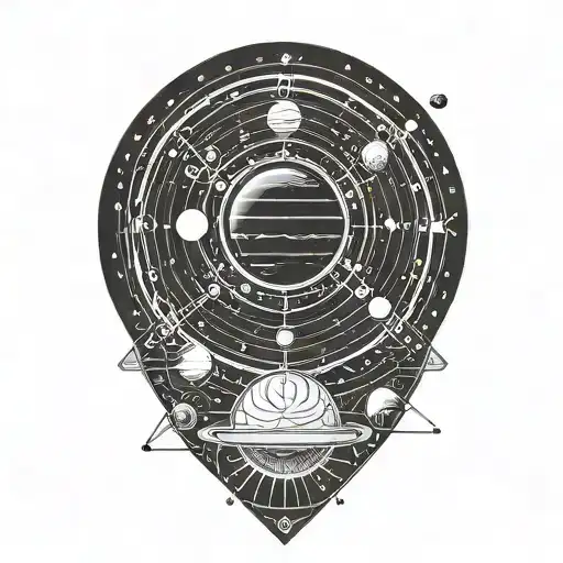 Solar System With Geometric Symbols