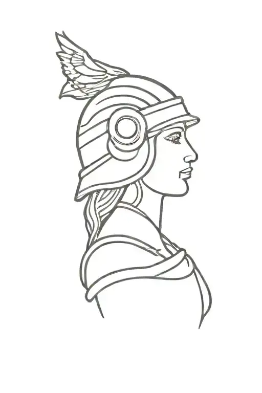 Goddess Athena With Helmet And Owl