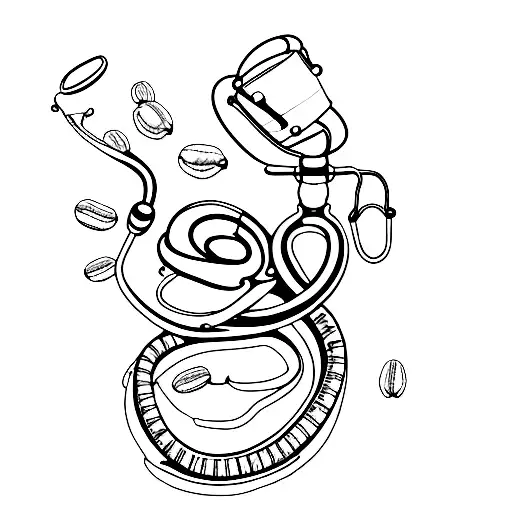 A Minimalist Nurse's Stethoscope Intertwined With Coffee Beans