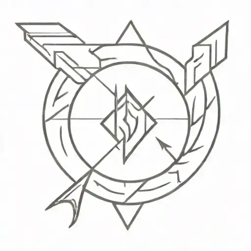 Arrow Surrounded By Fire Flames Surrounding