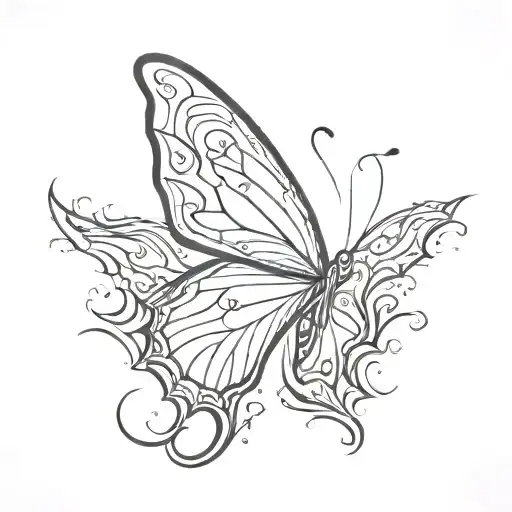 Butterfly With Tattoo Wings On Fire