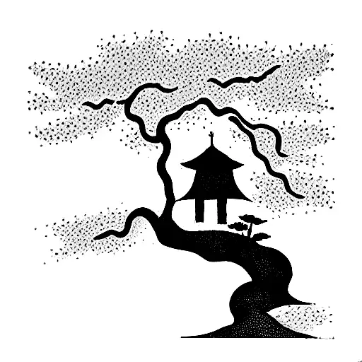 Samurai Sleeping Next To Cherry Blossom Tree At A Lake