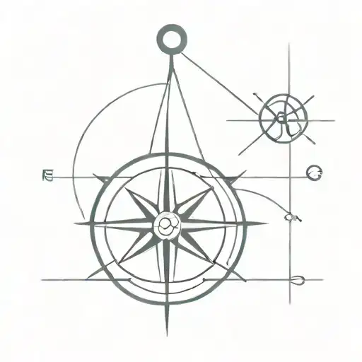Sail Compass Anchor Minimal Simple Line Drawing