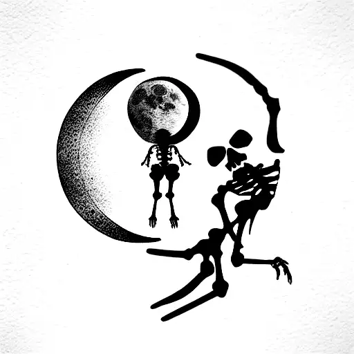 Moon With Skeleton