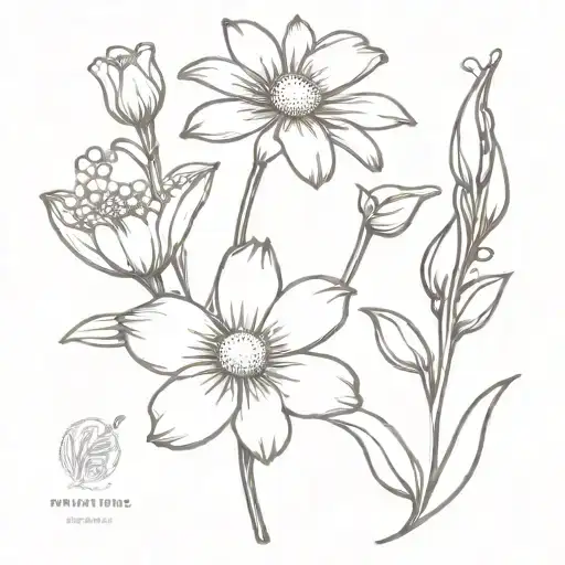 Postage Stamp With Daisy Flower And Lily Of The Valley Flower