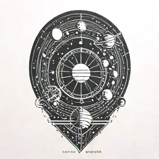 Solar System With Geometric Symbols