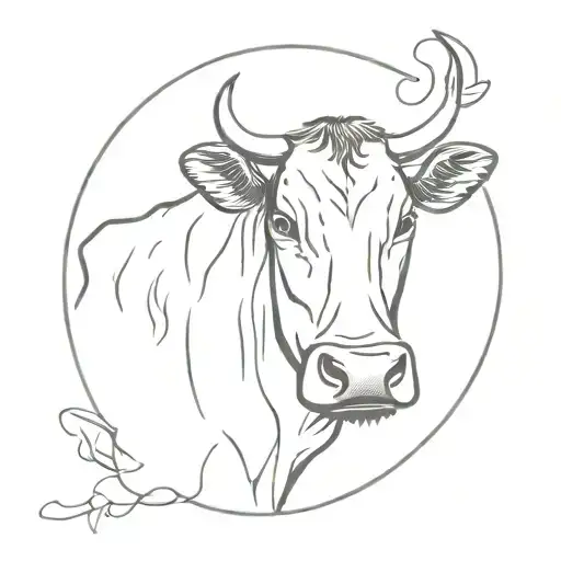 Cow Face With Moon