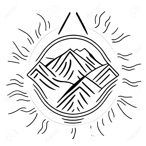 A Minimalist Tattoo Of A Ski Slope With A Sun Setting Behind It