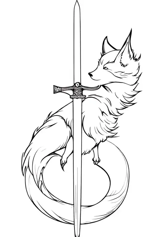Fox Going Around A Katana Sword