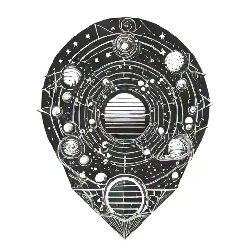 Solar System With Geometric Symbols