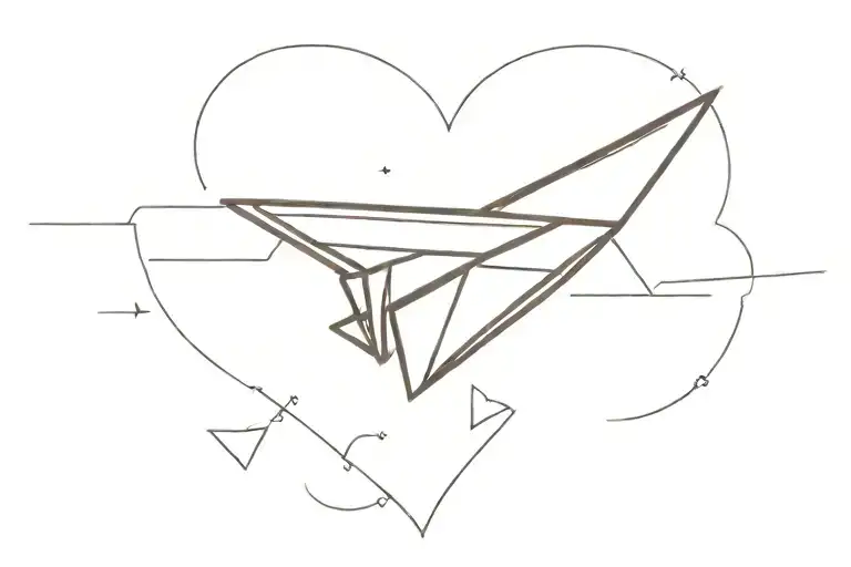 A Paper Airplane With A Heart Trail Behind It Running
