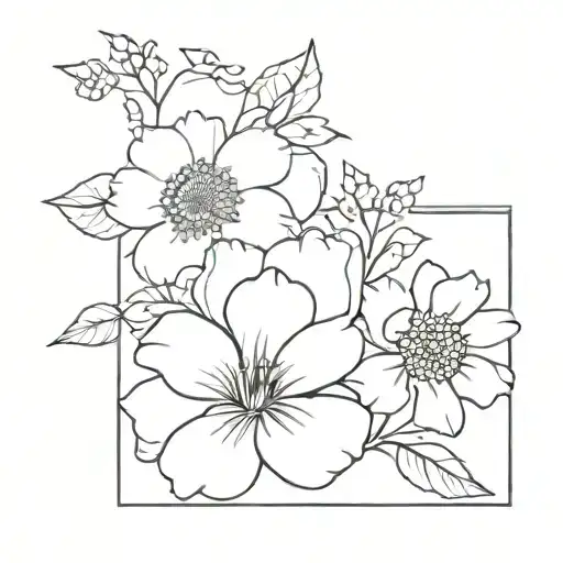 Roses Larkspur Sunflower Hibiscus Flower Intertwined