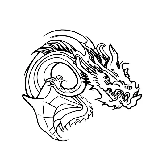 Dragon Three Heads Black Ink