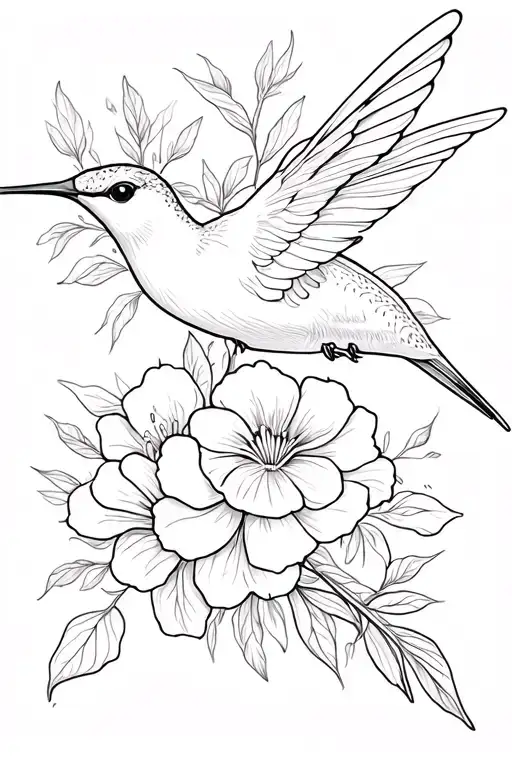 Birth Flower Bouquet Hummingbird 444