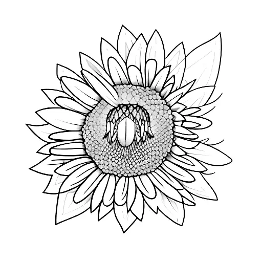 A Minimalist Tattoo A Crow And A Daisy Flower