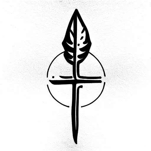 Christian Cross And Feather