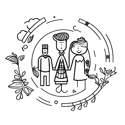 Mom And Dad On The Side With Kid In The Middle Holding Hands