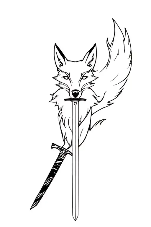 Fox Going Around A Katana Sword